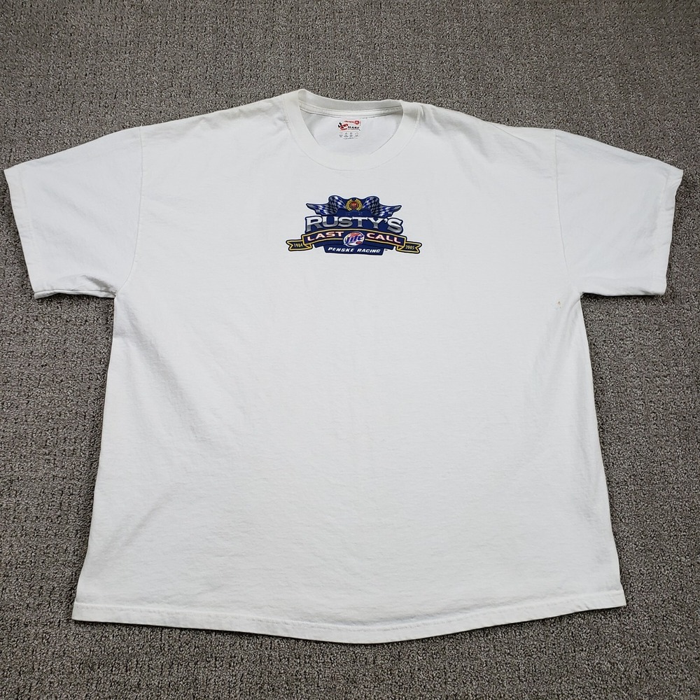 Chase NASCAR T-Shirt Mens XL White Rusty Wallace Last Call Miller Lite Vintage